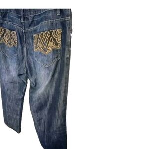 Avirex Blue Relaxed Jeans with Gold Detailing